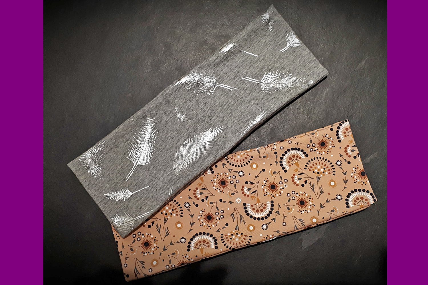 Stirnbänder - grau lachs - KU 55